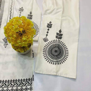 2 Pcs Women's Stitched Linen Block Printed Suit