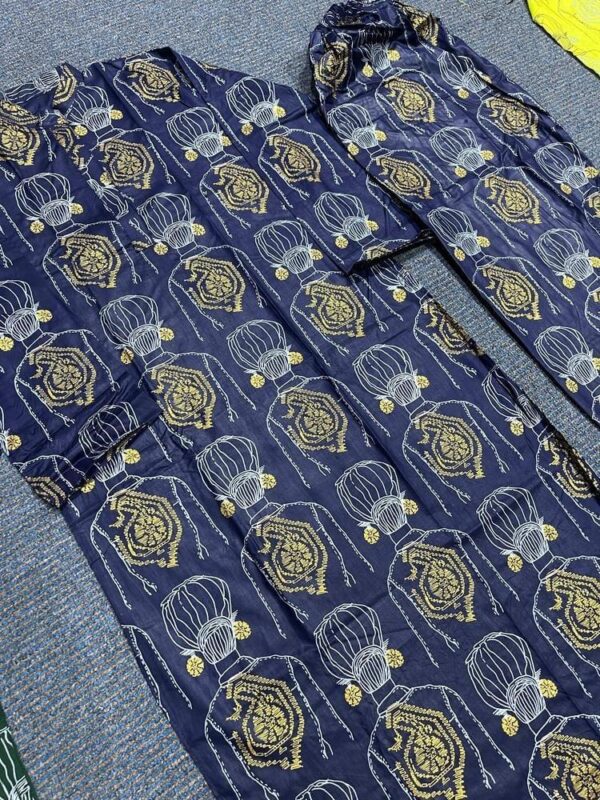 2 Pcs Women's Stitched Linen Printed Shirt And Trouser - Image 2